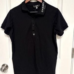 NWT Chanel women’s polo feminine style  XL black sleek classy